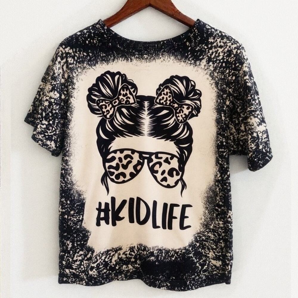 Kid Life Leopard Sunglasses Bleached Handmade Graphic Tee